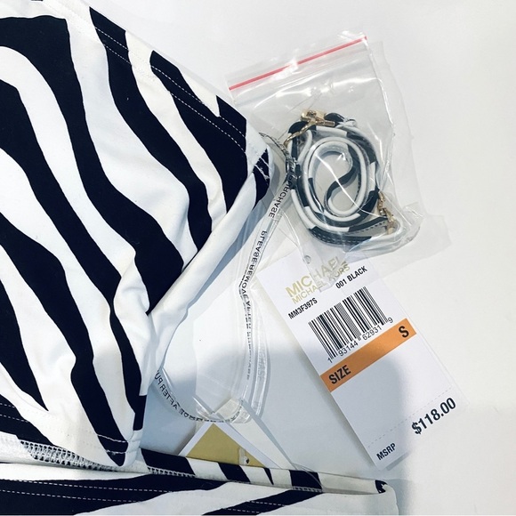 MICHAEL Michael Kors zebra print 2 piece logo ring swimsuit - Picture 5 of 8